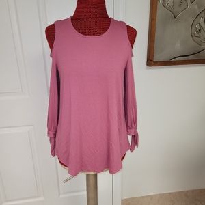 Adrianna Papell cold shoulder tie sleeve top NWT